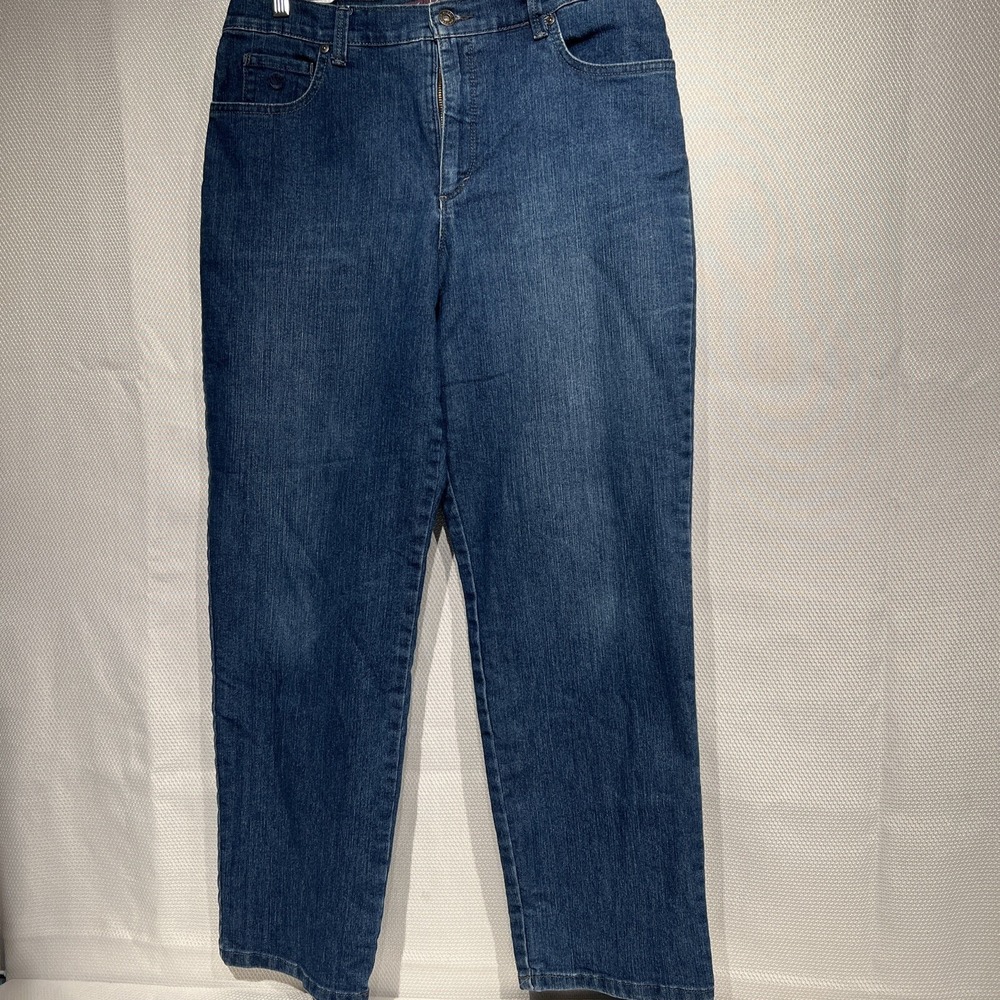 WOMENS JEANS Amanda GLORIA VANDERBILT‎ SIZE 14 Blue Denim Tapered Stretch 89828